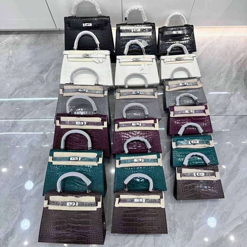 Crocodile Pattern Mini Kelly Bag - Genuine Leather Fashion Crossbody & Shoulder Bag - Thumbnail 5