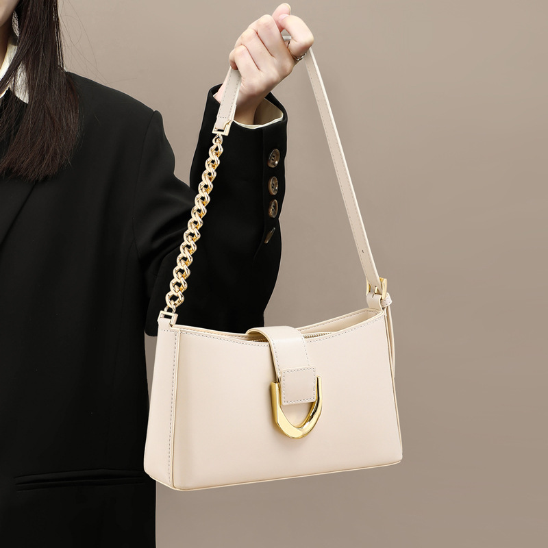 2026 New Summer Genuine Leather Underarm Bag Minimalist Luxury Crossbody Shoulder Bag for Women - Thumbnail 8