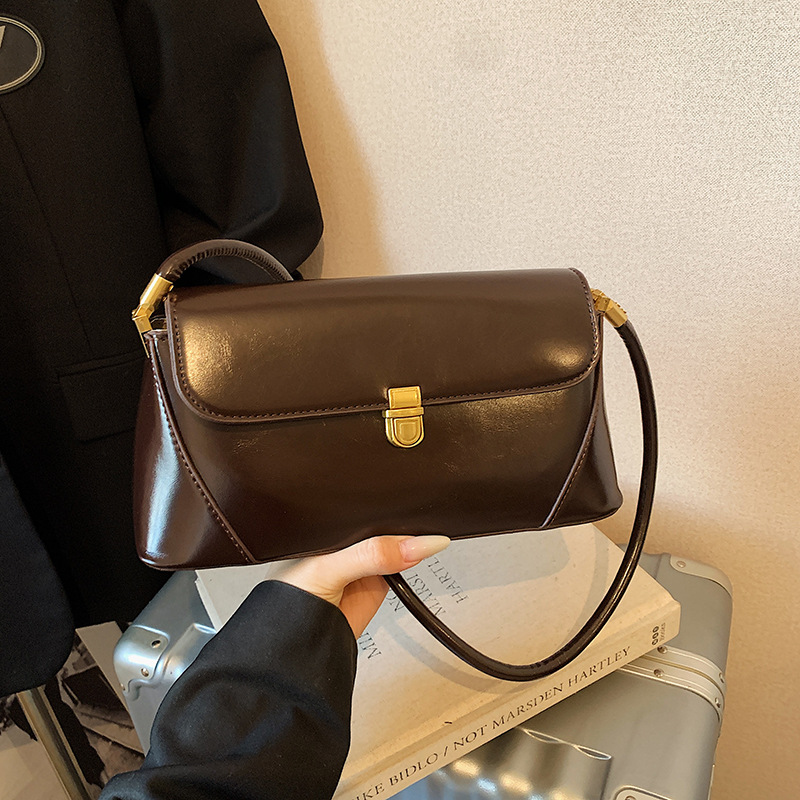 High-End Elegant Fashion Shoulder Bag Retro French Baguette Underarm Bag Trendy Crossbody - Thumbnail 8