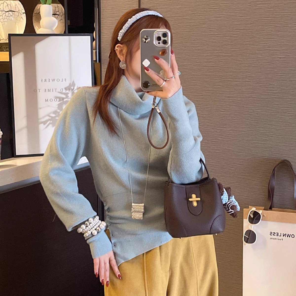 2026 Fashion Cross-border Genuine Leather Bucket Bag, Lychee Grain Texture Tote, Versatile Shoulder Bag - Thumbnail 3