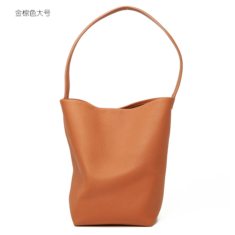 2026 New Genuine Leather Women's Tote Bag Large Capacity Top Grain Cowhide Commuter Bucket Bag - Thumbnail 7