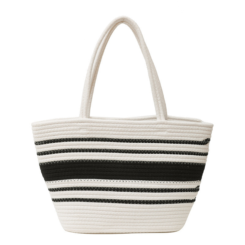 Spring Woven Canvas Tote Bag - Large Capacity Versatile Shoulder Bag & Straw Handbag for Women - Thumbnail 11