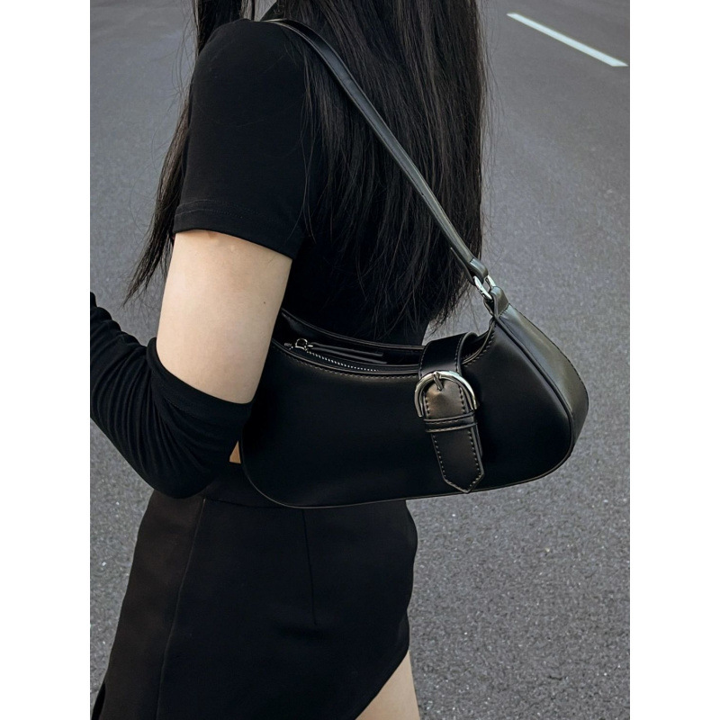 Faux Leather Baguette Bag