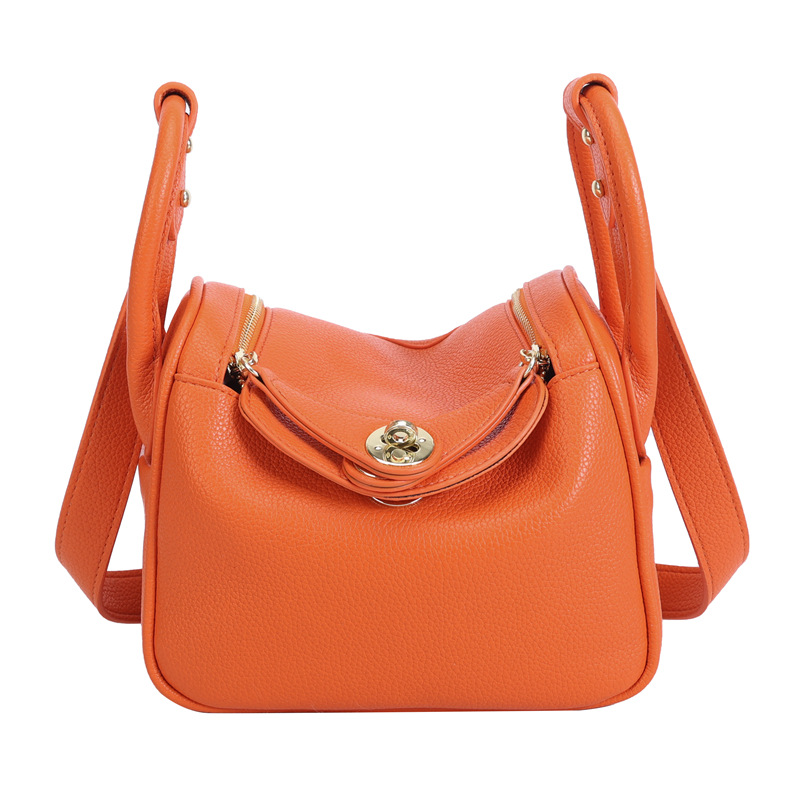 Large Capacity Pebbled Soft Leather Lindy Bag, Commuter Doctor Bag, Crossbody Shoulder Bag - Thumbnail 12