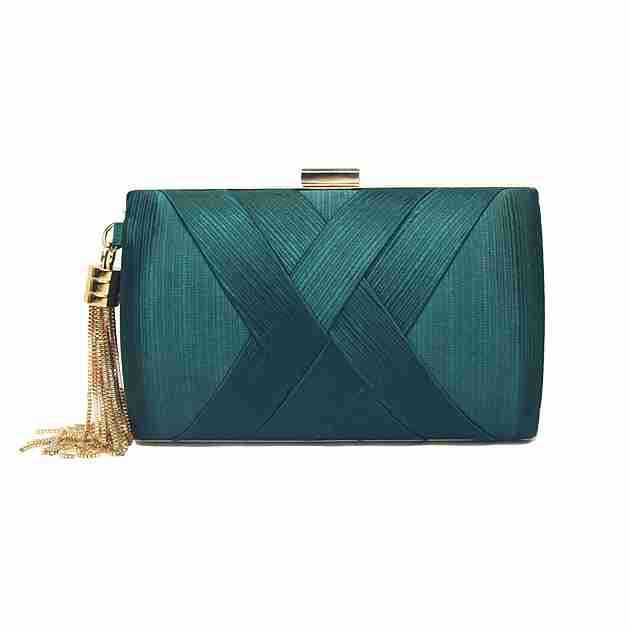 Elegant Silk Satin Fringed Evening Clutch with Chain Strap - Perfect for Banquets & Qipao - Thumbnail 14