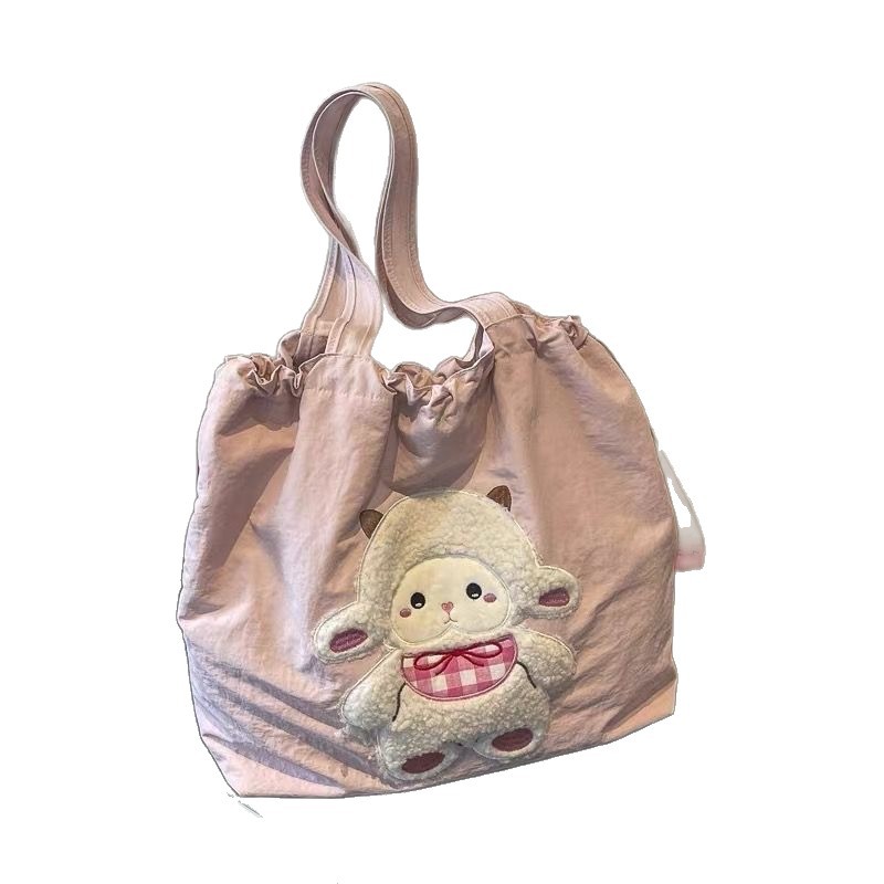 2025 New Arrival Cute Lamb Canvas Tote Bag, Large Capacity Versatile Shoulder Bag for Students & Commuting - Thumbnail 5