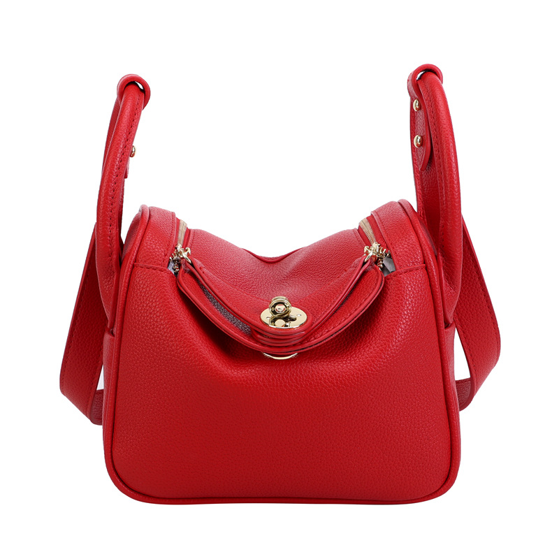 Large Capacity Pebbled Soft Leather Lindy Bag, Commuter Doctor Bag, Crossbody Shoulder Bag - Thumbnail 8