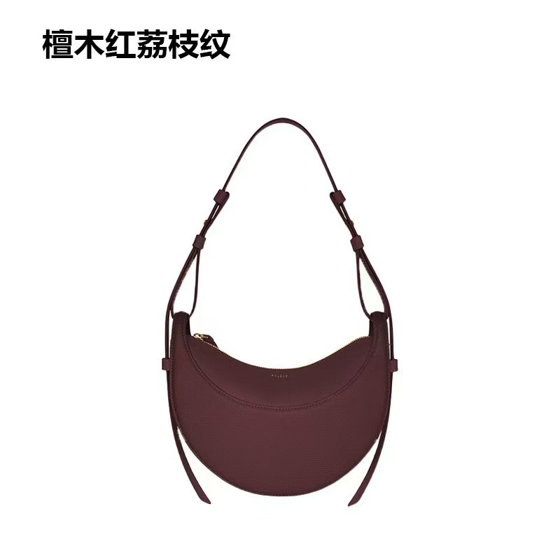 Polene Shoulder & Crossbody Bag - Crescent Leather Saddle Bag Fashionable Versatile Handbag - Thumbnail 9