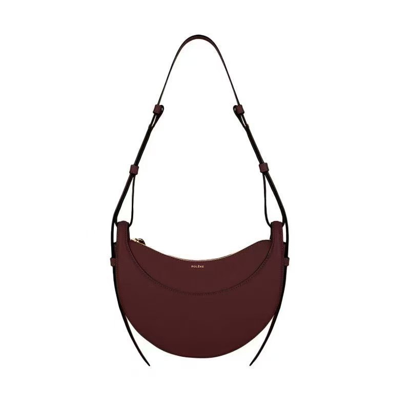 Polene Shoulder & Crossbody Bag - Crescent Leather Saddle Bag Fashionable Versatile Handbag - Thumbnail 12
