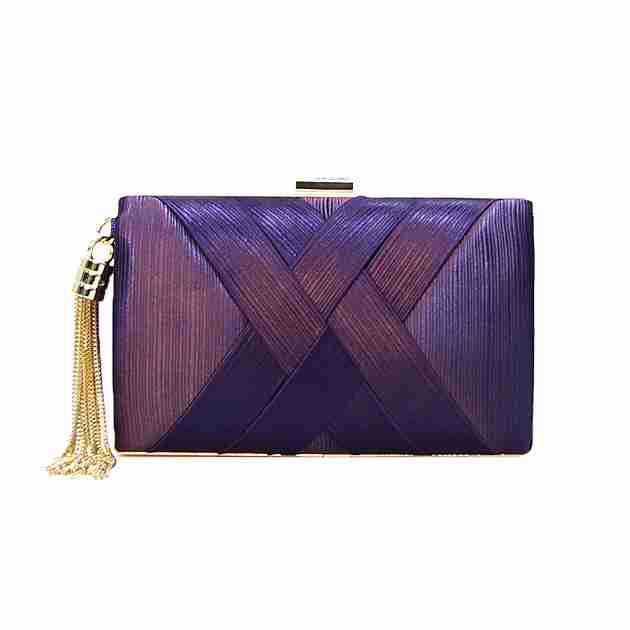 Elegant Silk Satin Fringed Evening Clutch with Chain Strap - Perfect for Banquets & Qipao - Thumbnail 7