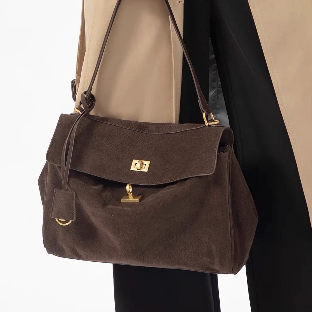 2026 New Matte Genuine Leather Crossbody Bag - Large Capacity Vintage Underarm Tote for Commuting - Thumbnail 3