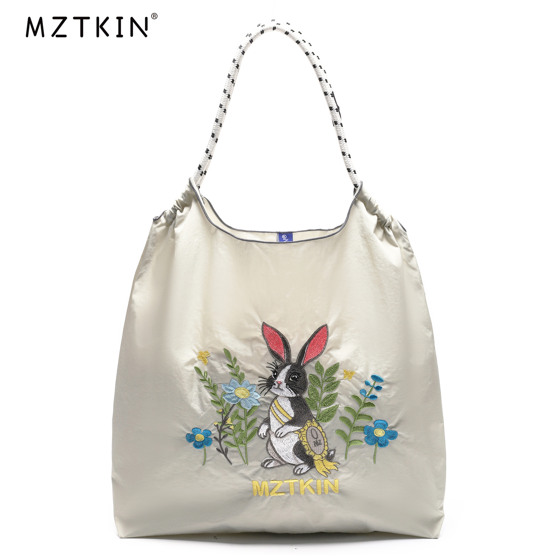 Embroidered Nylon Tote Bag - Large Capacity Canvas Crossbody Bag for Commuting - Thumbnail 29