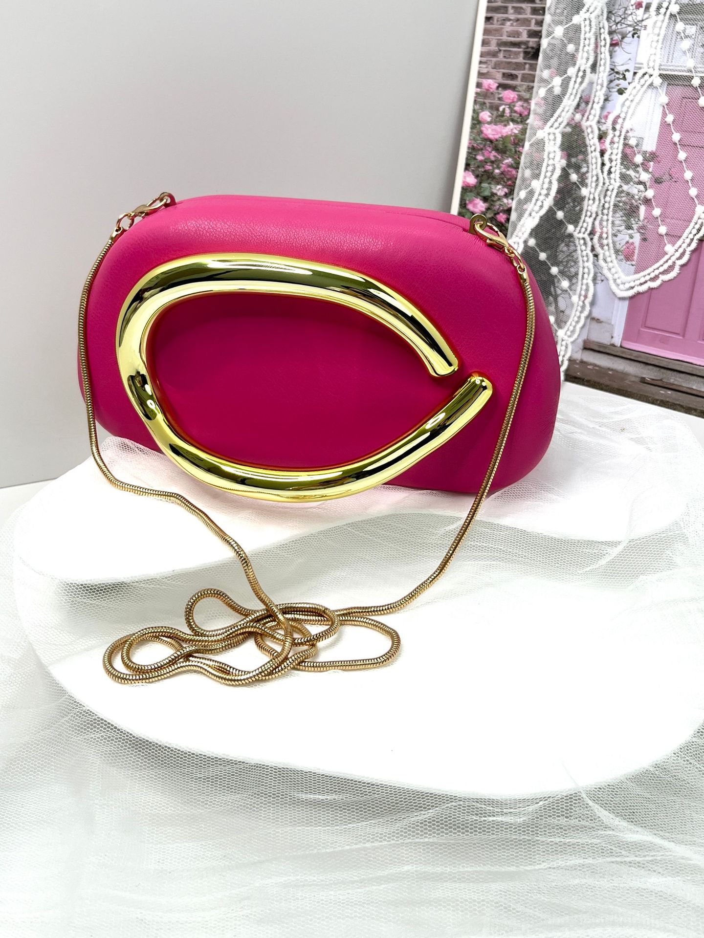 New Evening Bag with Acrylic Handle - Women's Crossbody & Shoulder Handbag - Thumbnail 28