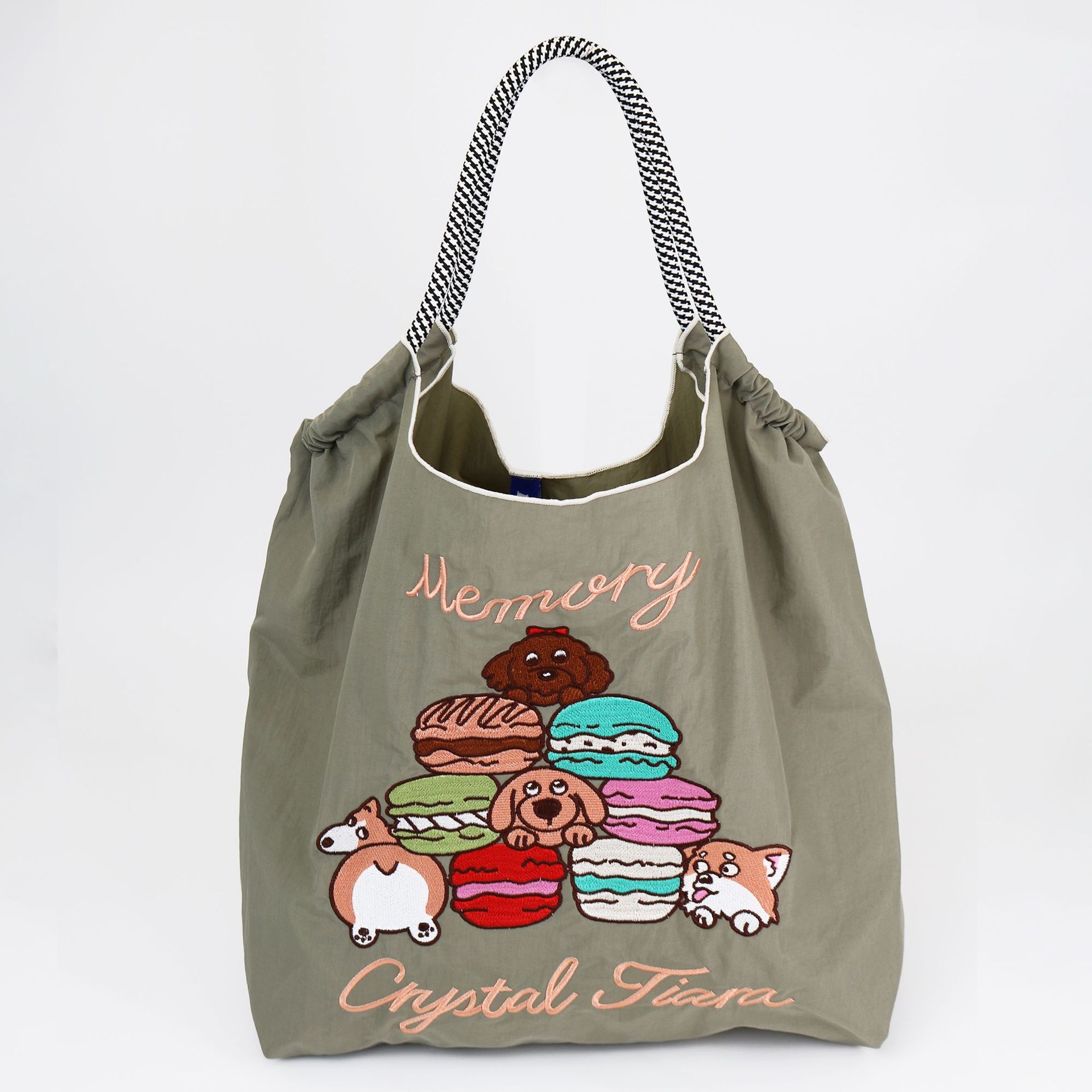 Embroidered Nylon Tote Bag - Large Capacity Canvas Crossbody Bag for Commuting - Thumbnail 21