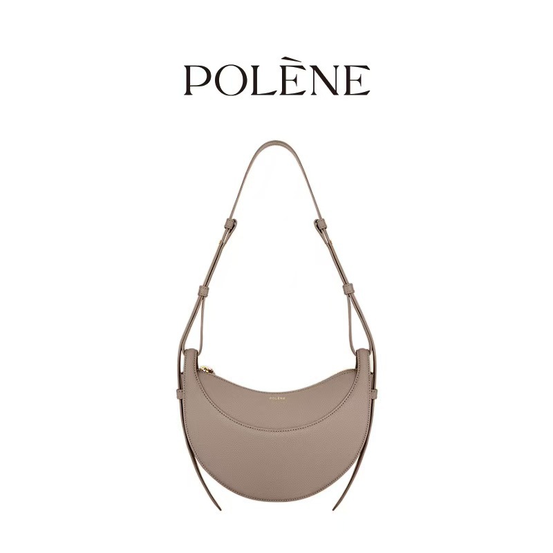 Polene Shoulder & Crossbody Bag - Crescent Leather Saddle Bag Fashionable Versatile Handbag - Thumbnail 8