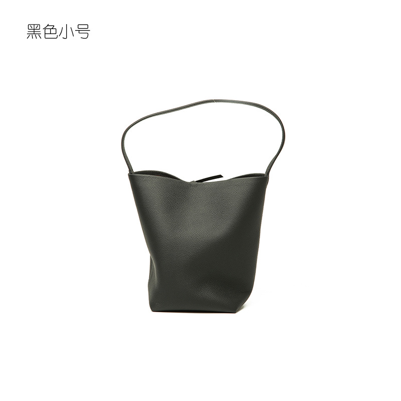 2026 New Genuine Leather Women's Tote Bag Large Capacity Top Grain Cowhide Commuter Bucket Bag - Thumbnail 17