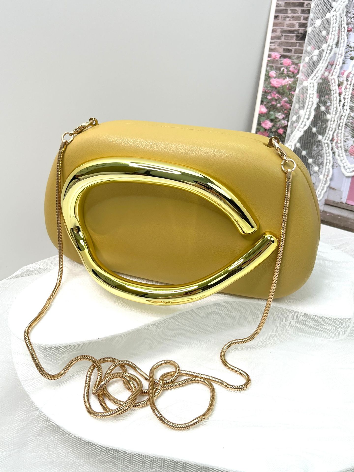 New Evening Bag with Acrylic Handle - Women's Crossbody & Shoulder Handbag - Thumbnail 20