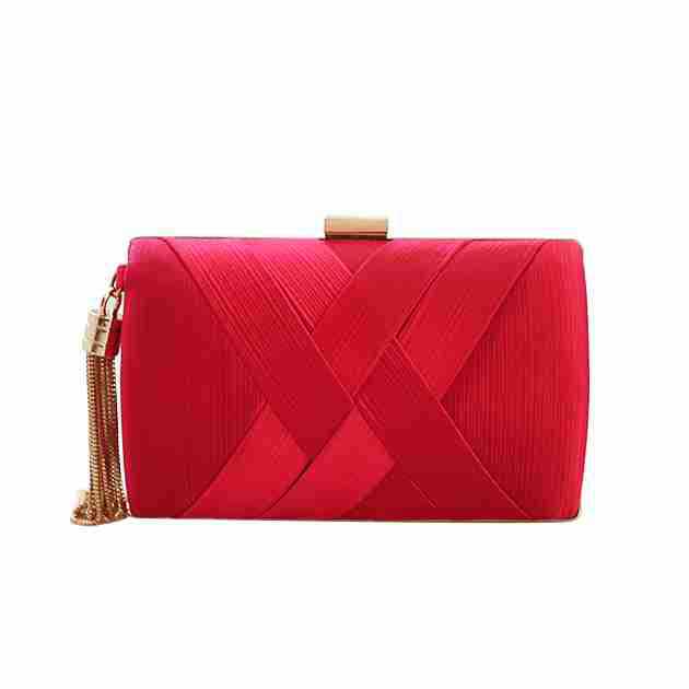 Elegant Silk Satin Fringed Evening Clutch with Chain Strap - Perfect for Banquets & Qipao - Thumbnail 8