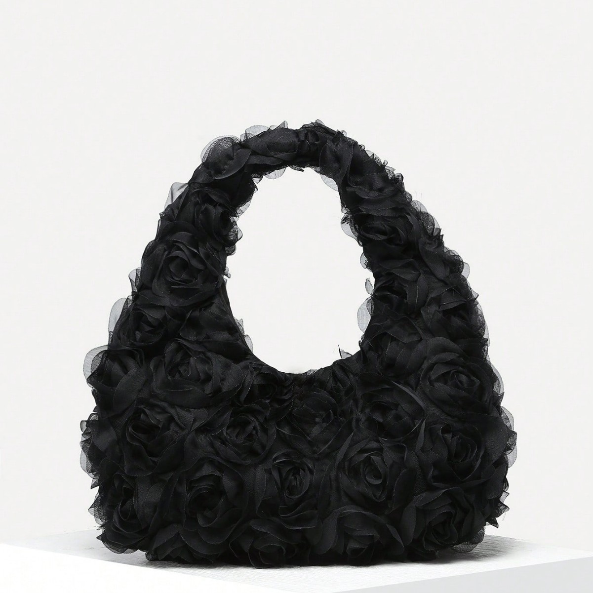 Women's Romantic Floral Mesh Shoulder Bag - Spring/Summer Underarm Bag for Dating & Vacations - Thumbnail 2