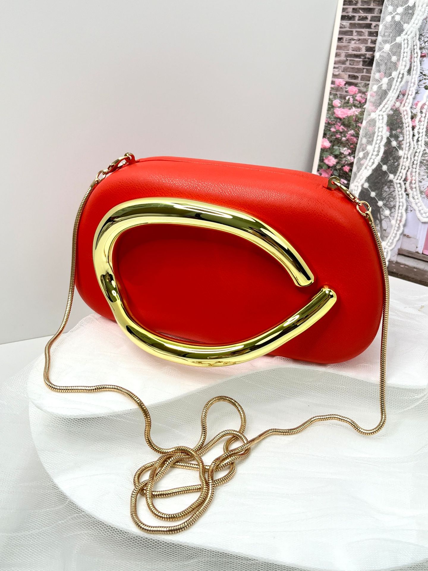 New Evening Bag with Acrylic Handle - Women's Crossbody & Shoulder Handbag - Thumbnail 43