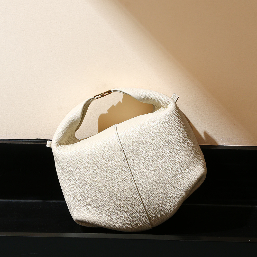 French Niche Genuine Leather Handbag Textured Cowhide Tote Bag for Women - Thumbnail 2