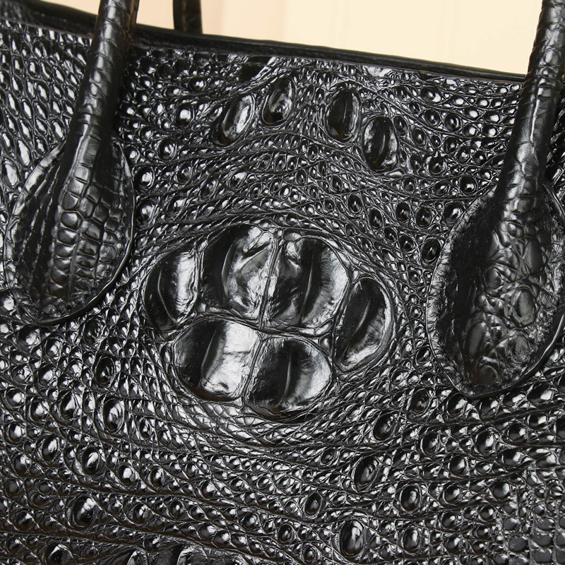 New Genuine Leather Women's Handbag - Large Capacity Crocodile Pattern Party & Business Messenger Bag - Thumbnail 3