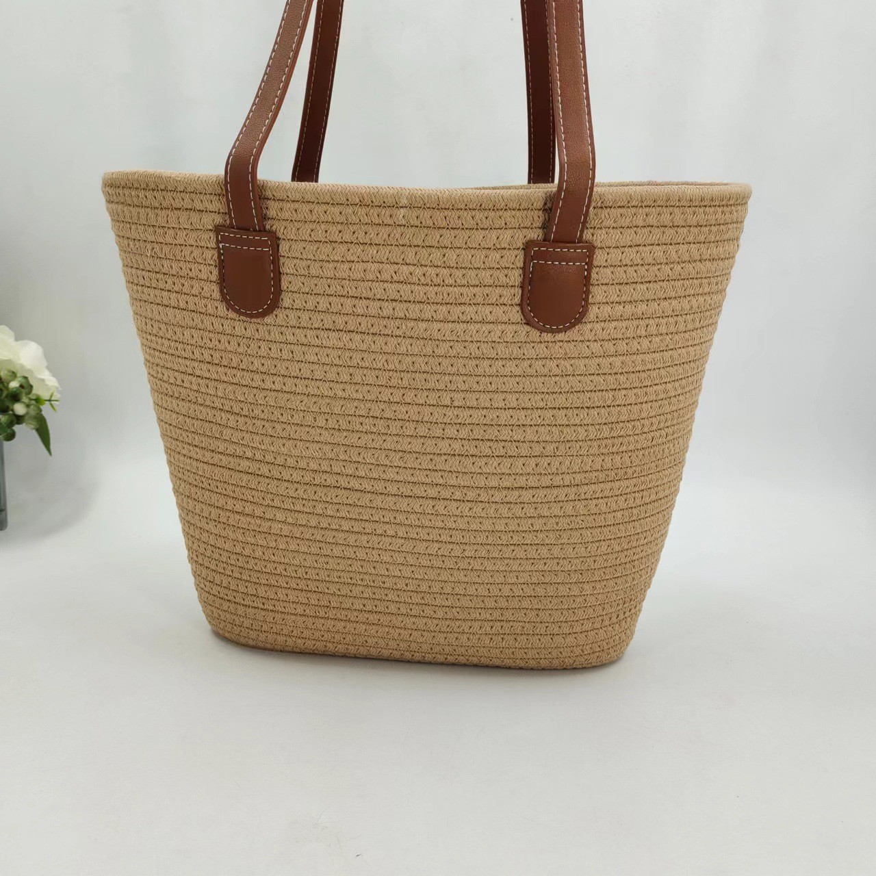 Spring Woven Canvas Tote Bag - Large Capacity Versatile Shoulder Bag & Straw Handbag for Women - Thumbnail 14
