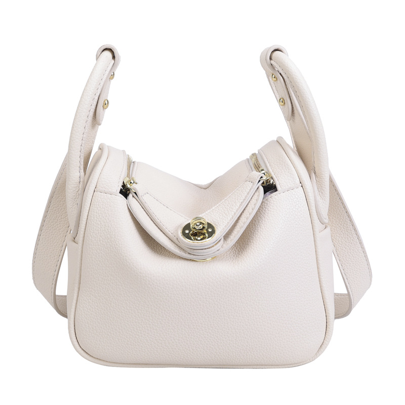 Large Capacity Pebbled Soft Leather Lindy Bag, Commuter Doctor Bag, Crossbody Shoulder Bag - Thumbnail 9