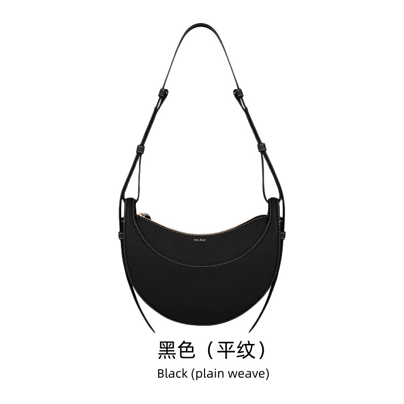 Polene Style Crescent Moon Bag - Genuine Leather Underarm Shoulder Bag for Women - Thumbnail 12
