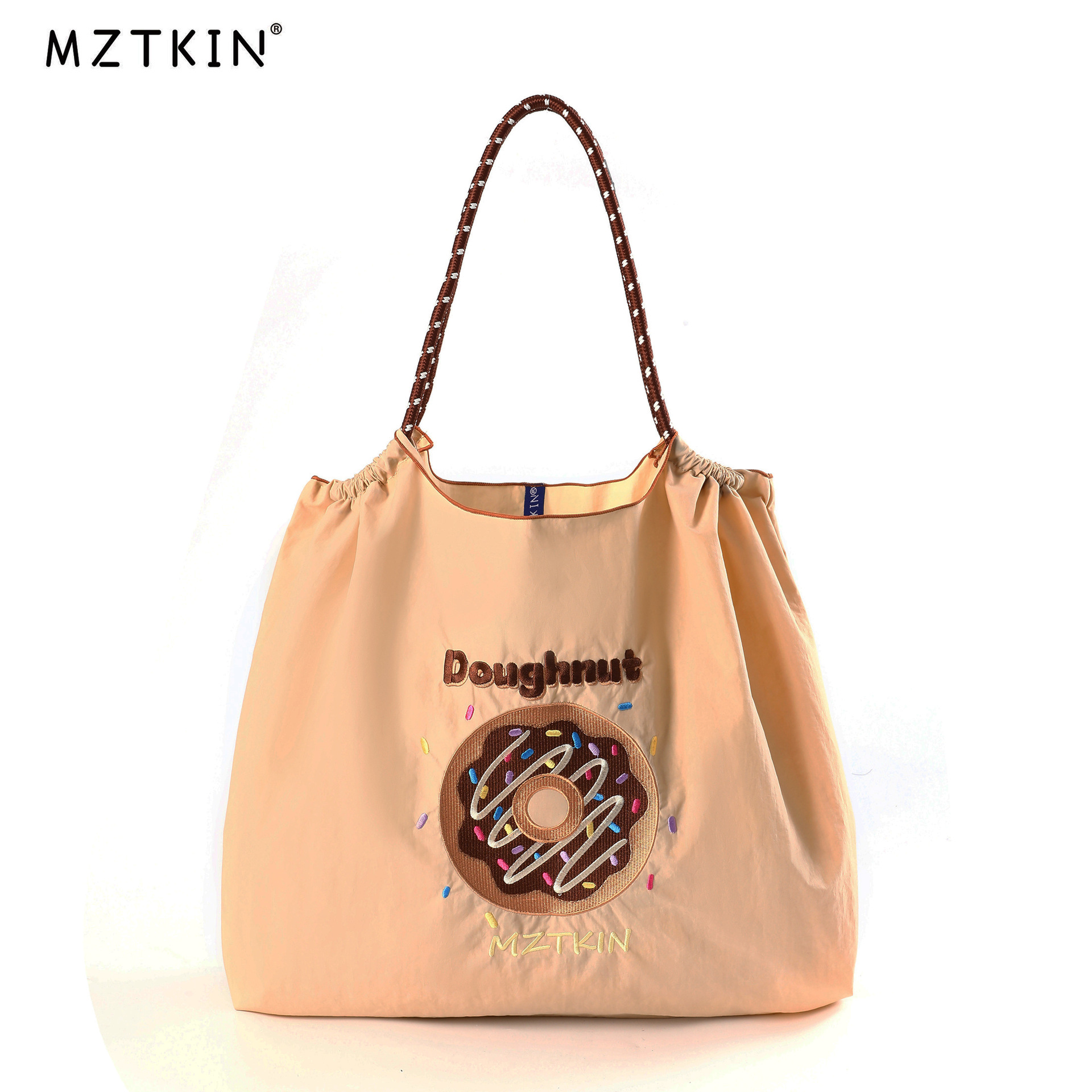 Embroidered Nylon Tote Bag - Large Capacity Canvas Crossbody Bag for Commuting - Thumbnail 36