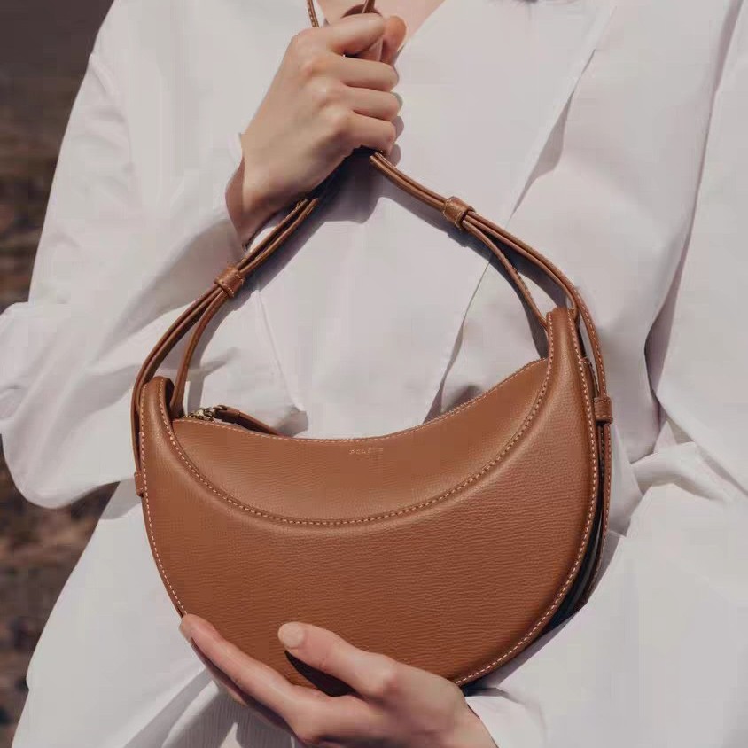 Genuine Leather Crescent Bag for Daily Use