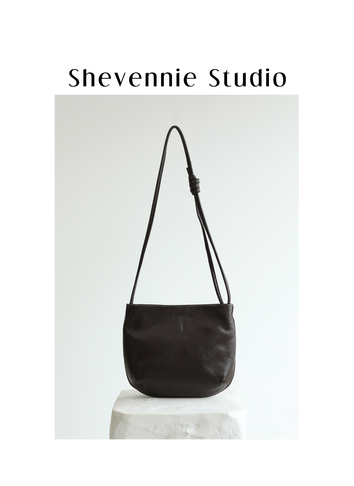 Niche Design Genuine Vegetable Tanned Cowhide Shoulder Bag Saddle Bag Underarm Tote Bag - Thumbnail 5