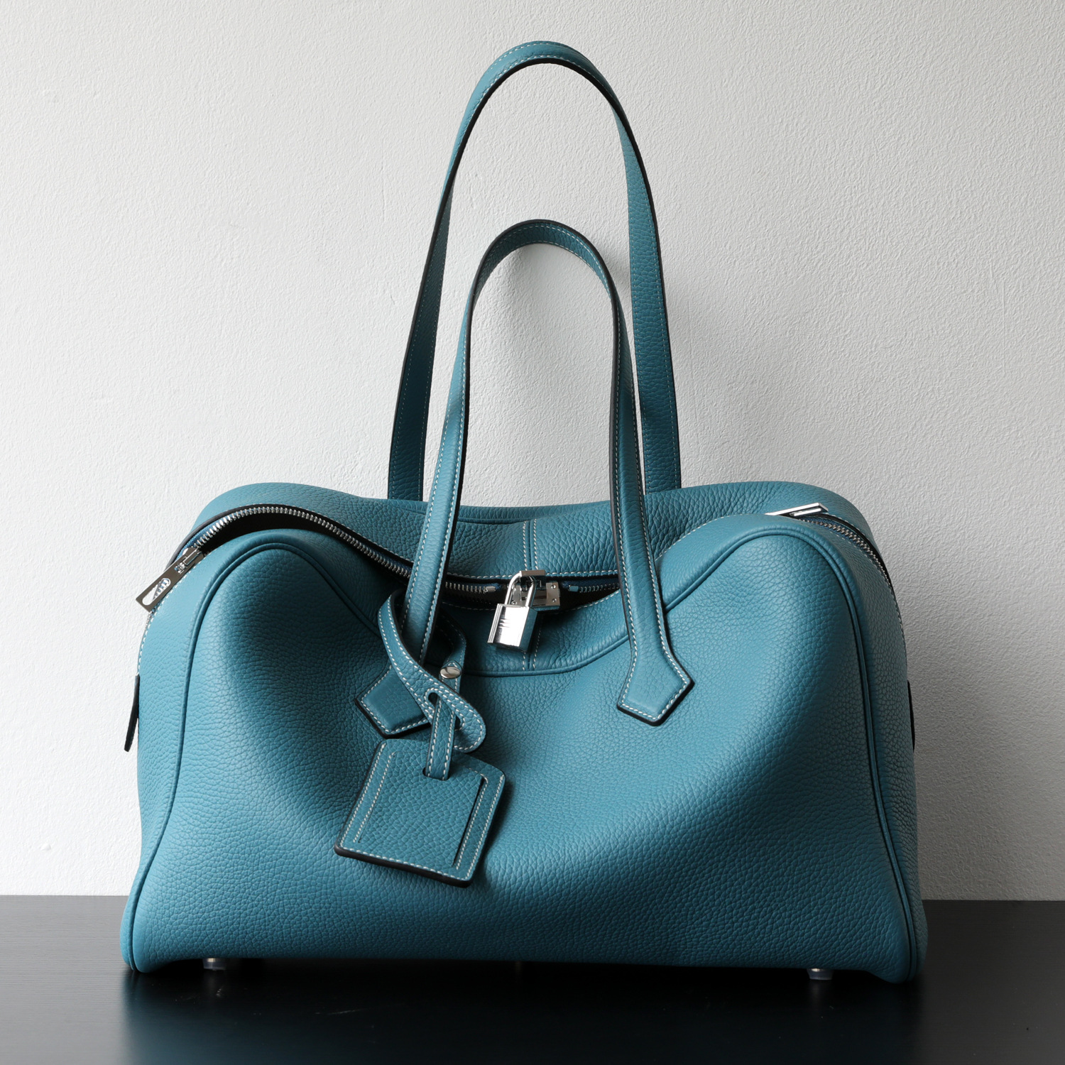 Luxury First Layer Cowhide Boston Bag Minimalist Bowling Shoulder Bag - Thumbnail 7