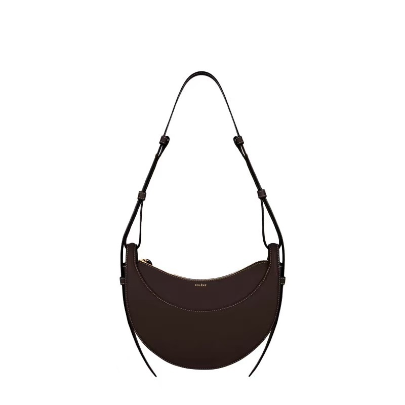 Polene Shoulder & Crossbody Bag - Crescent Leather Saddle Bag Fashionable Versatile Handbag - Thumbnail 15