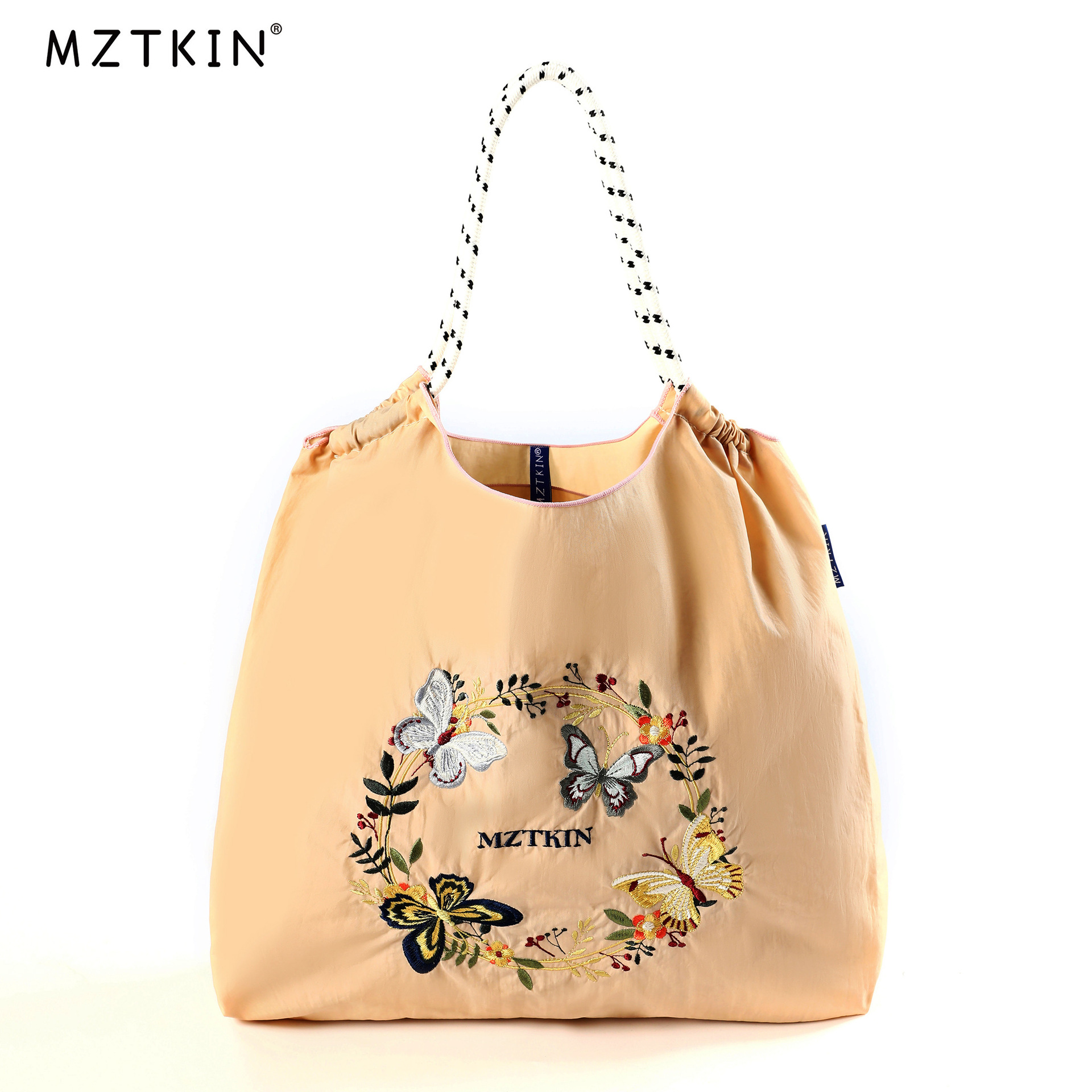 Embroidered Nylon Tote Bag - Large Capacity Canvas Crossbody Bag for Commuting - Thumbnail 32