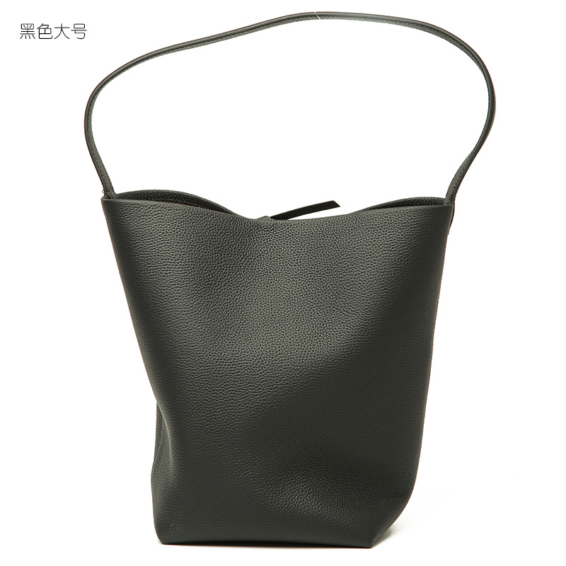 2026 New Genuine Leather Women's Tote Bag Large Capacity Top Grain Cowhide Commuter Bucket Bag - Thumbnail 16