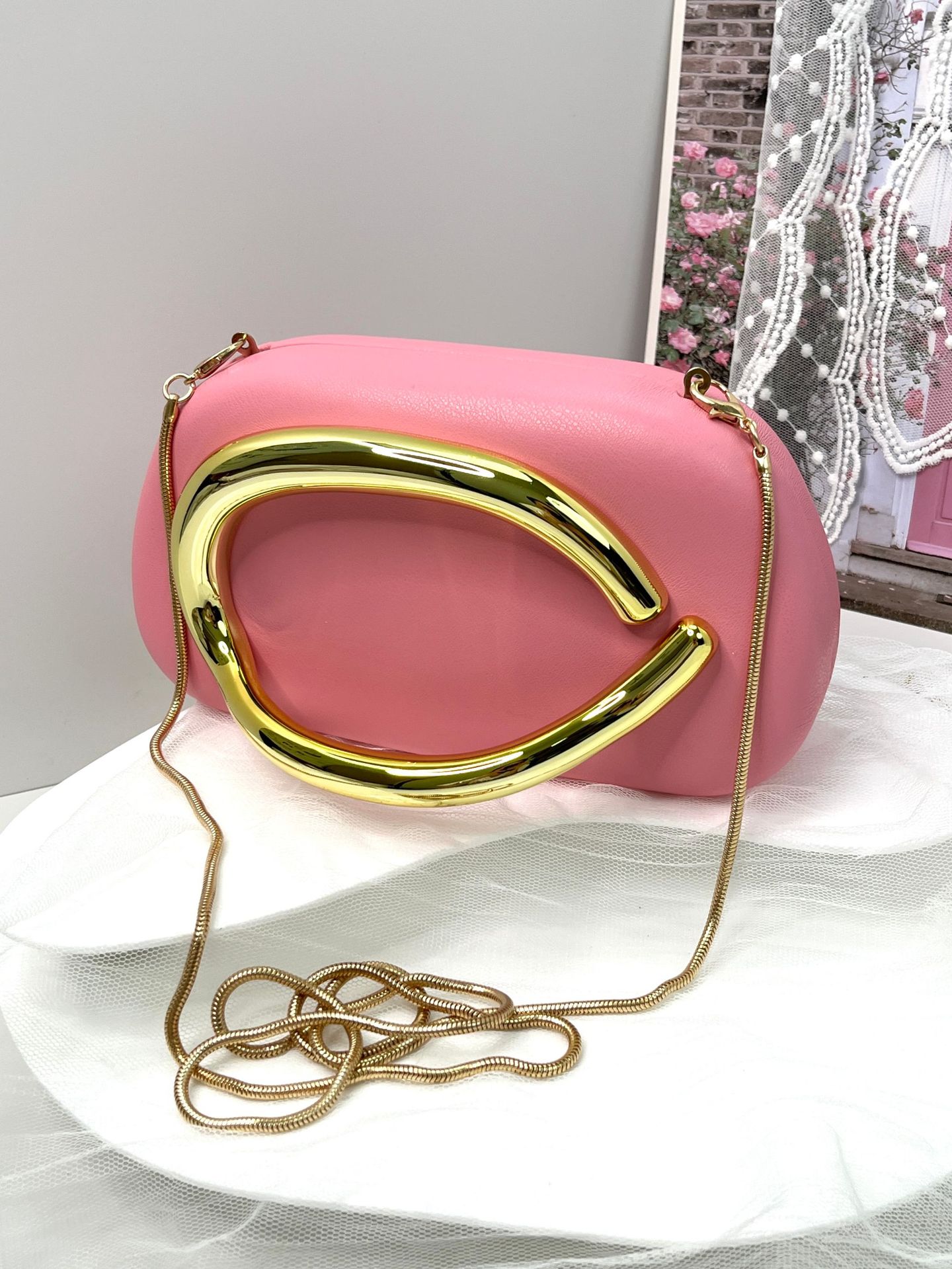 New Evening Bag with Acrylic Handle - Women's Crossbody & Shoulder Handbag - Thumbnail 41