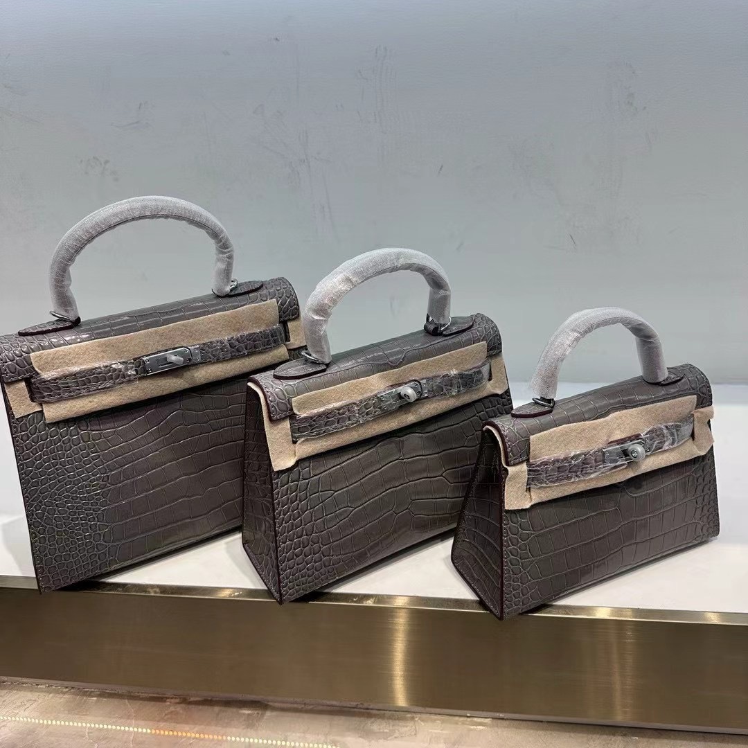 Crocodile Pattern Mini Kelly Bag - Genuine Leather Fashion Crossbody & Shoulder Bag - Thumbnail 8