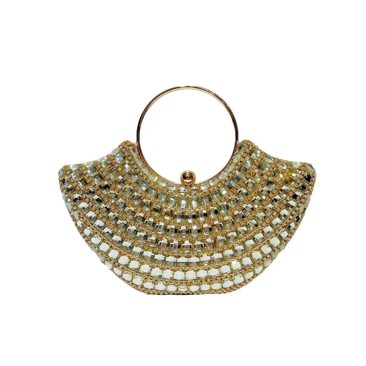 New Cross-border Luxury Evening Bag, Diamond Inlaid Chanel Style Party Clutch, Shoulder Bag - Thumbnail 5