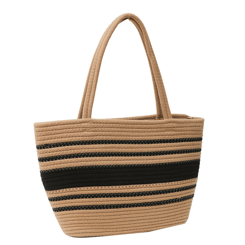 Spring Woven Canvas Tote Bag - Large Capacity Versatile Shoulder Bag & Straw Handbag for Women - Thumbnail 16
