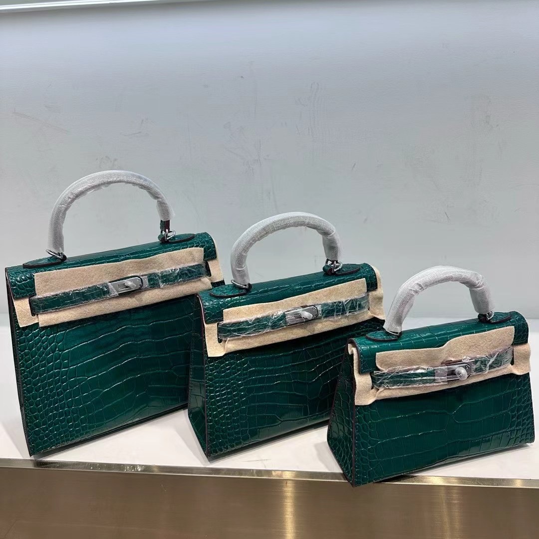 Crocodile Pattern Mini Kelly Bag - Genuine Leather Fashion Crossbody & Shoulder Bag - Thumbnail 7