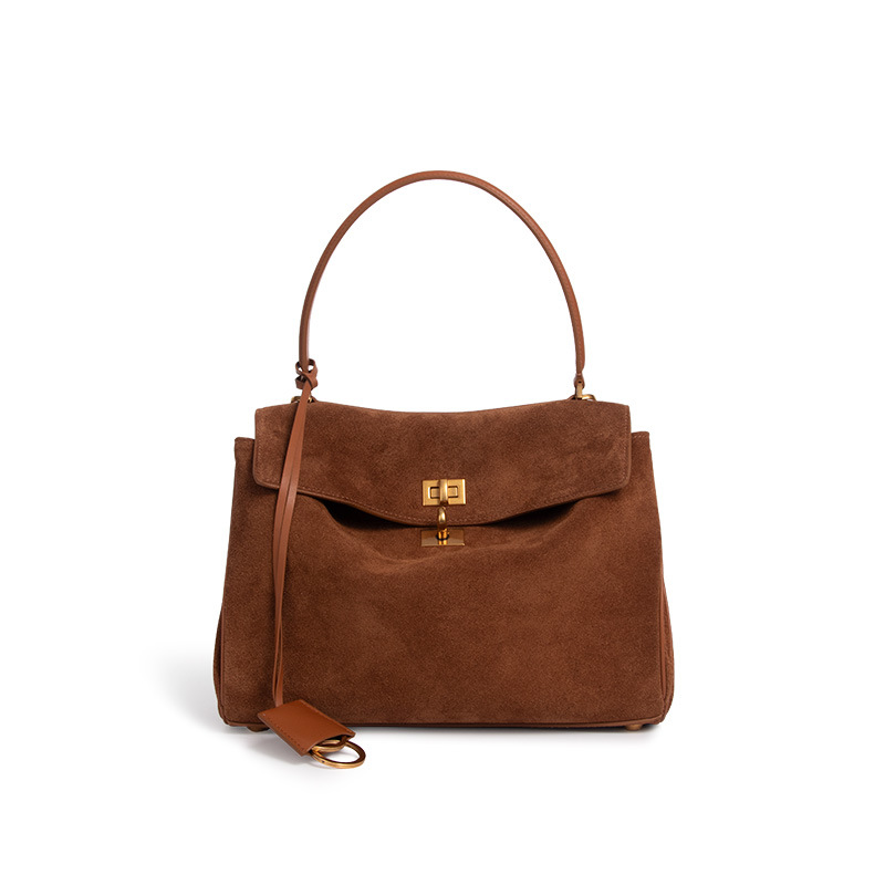 2026 New Matte Genuine Leather Crossbody Bag - Large Capacity Vintage Underarm Tote for Commuting - Thumbnail 5