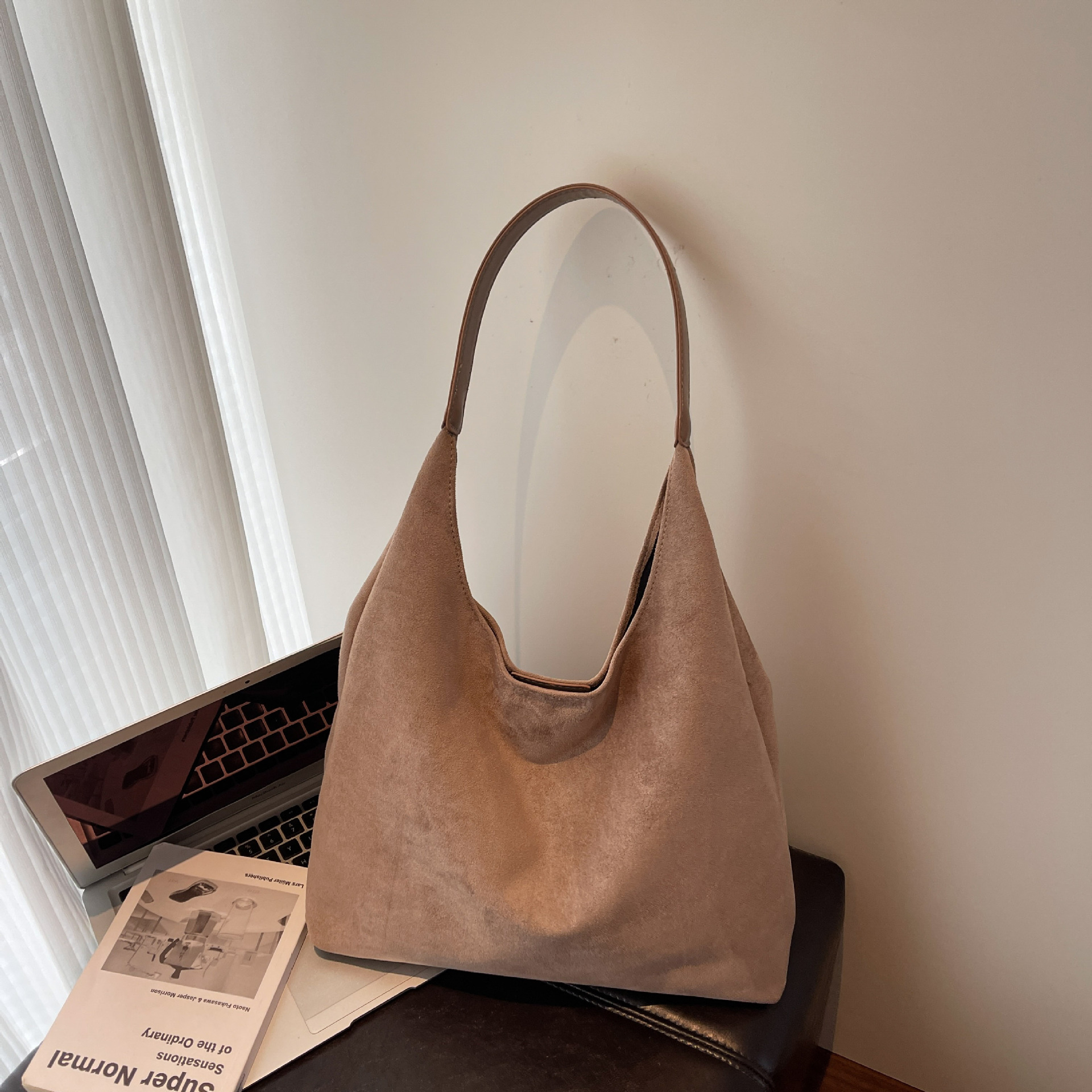 Vintage Matte Suede Women's Shoulder Bag Large Capacity Autumn/Winter Versatile Commuter Hobo Bag - Thumbnail 15