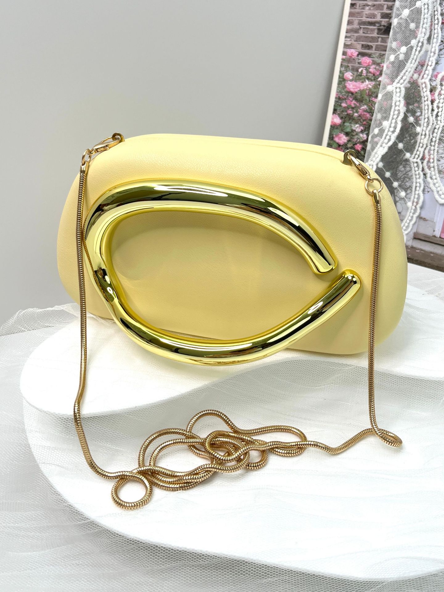 New Evening Bag with Acrylic Handle - Women's Crossbody & Shoulder Handbag - Thumbnail 32