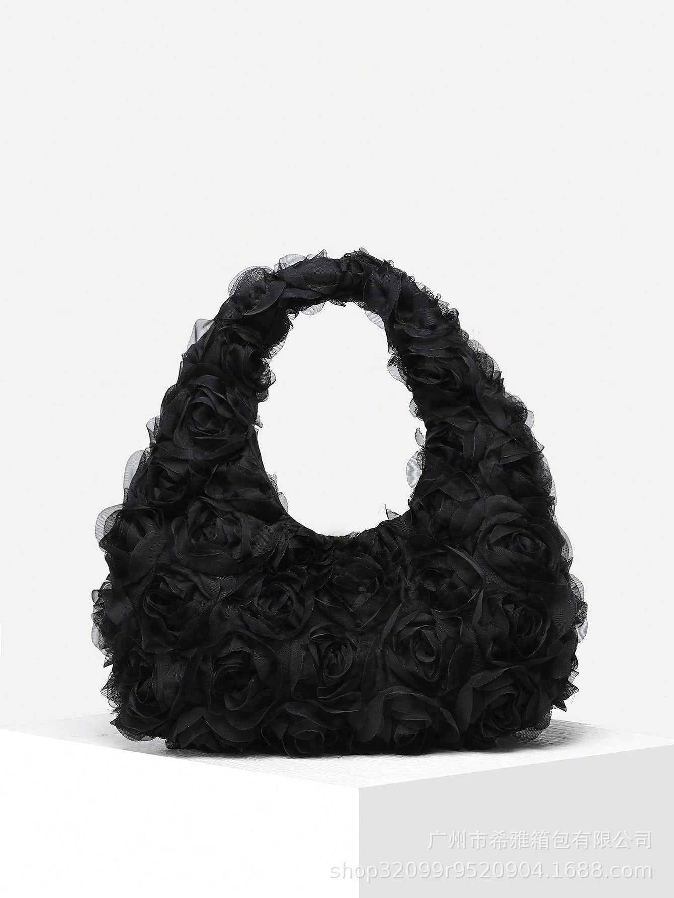 Women's Romantic Floral Mesh Shoulder Bag - Spring/Summer Underarm Bag for Dating & Vacations - Thumbnail 4