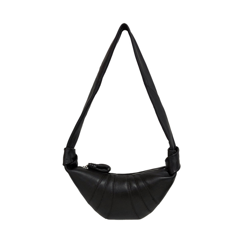 Premium Genuine Leather Croissant Bag Women's Shoulder Bag Elegant Commuter Dumpling Bag - Thumbnail 5