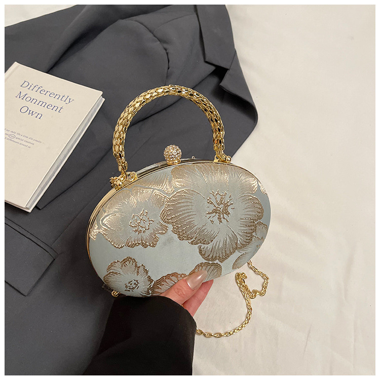 New Chinese Style Elegant Luxury Texture Women's Bag Qipao Evening Party Chain Shoulder Bag - Thumbnail 8