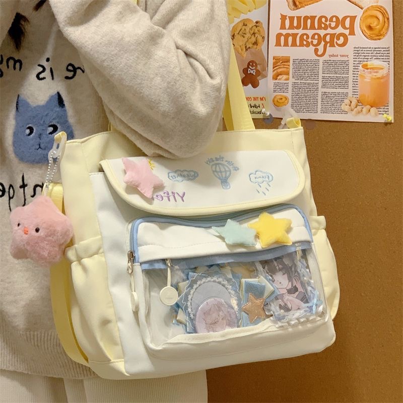 Canvas Tote Bag for Women - Fresh Versatile Large Capacity Shoulder Bag for Students - Thumbnail 4