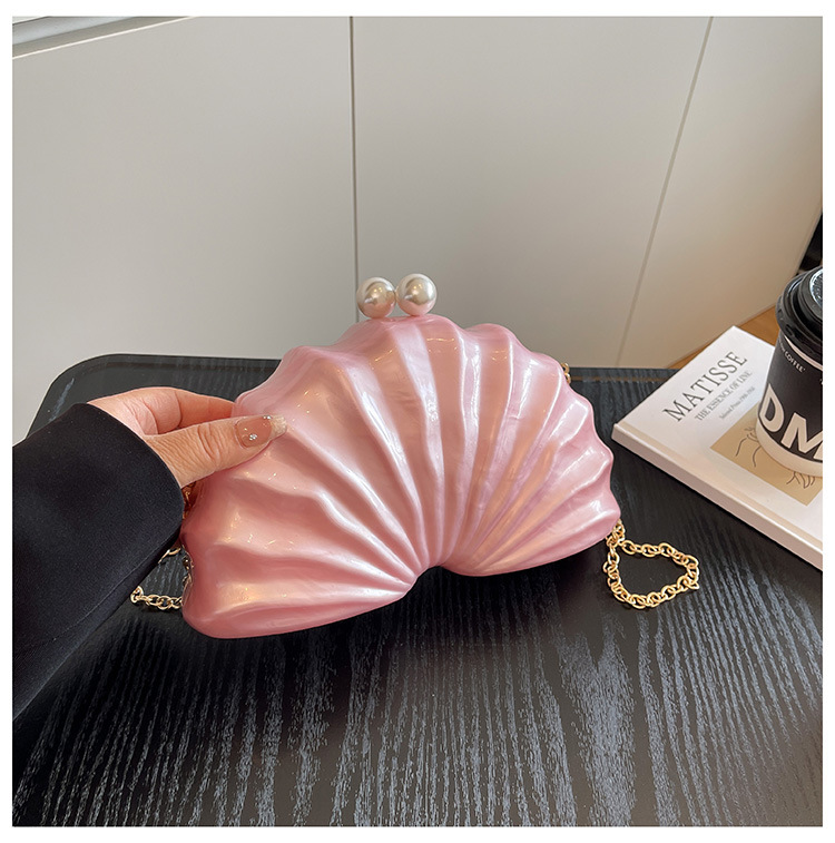 2025 New Arrival Shell-Shaped Acrylic Evening Bag, Fashionable Wedding & Banquet Handbag for Women - Thumbnail 3