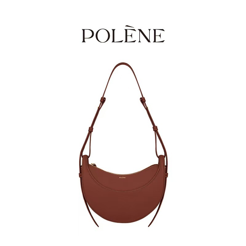 Polene Shoulder & Crossbody Bag - Crescent Leather Saddle Bag Fashionable Versatile Handbag - Thumbnail 11